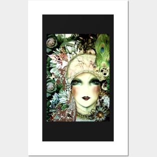 ART DECO FLORAL FLAPPER COLLAGE ART PRINT POSTER Posters and Art